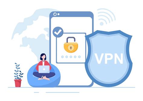 vpn ou illustration vectorielle de dessin animé de service de réseau