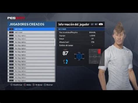 Datos Para Crear Neymar Jr En Pes Youtube