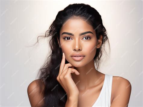 Premium Photo | Indian girl showcasing a skincare regimen with a