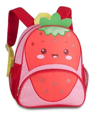 Mochila Escolar Infantil Feminina Frutinha Morango E Abacaxi