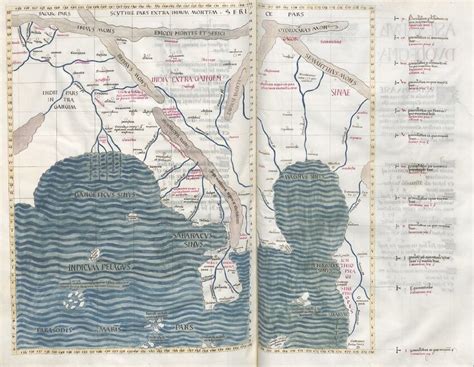 Map of the Northern part of India, from a Latin edition of Ptolemy's ...