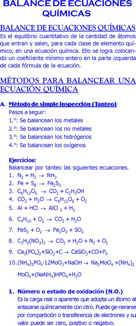 Rubi Os Balance De Ecuaciones Qu Micas Ejercicios Resuelto Notas