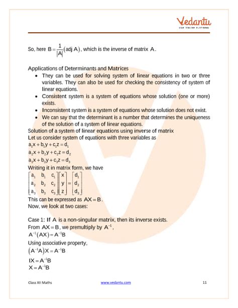 CBSE Class 12 Mathematics Chapter 4 Determinants Revision Notes