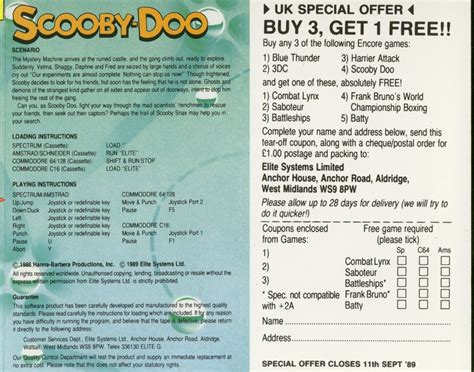 Scooby Doo 1986 ZX Spectrum Box Cover Art MobyGames