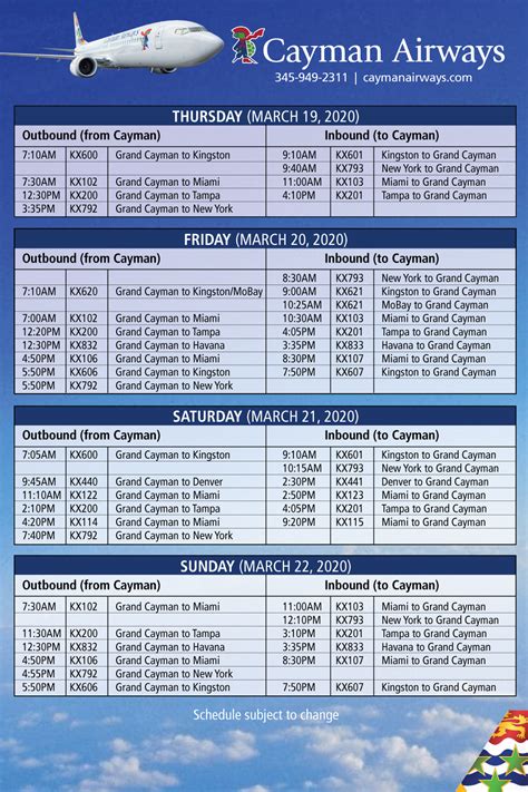 Cayman Airways - Cayman Airways jet flight schedule adjusted