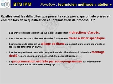 Bts Ipm Fonction Technicien Mthode Atelier Fonction Technicien