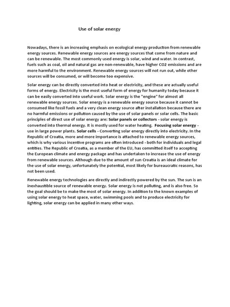 Solar Energy Essay Pdf