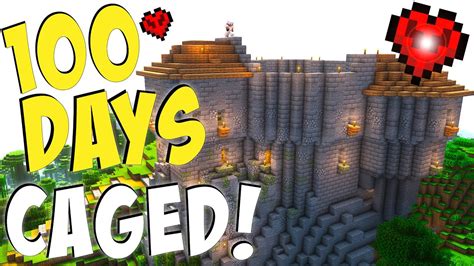 I Spent 100 Days Caged In A 1x1 Border Minecraft Hardcore World YouTube