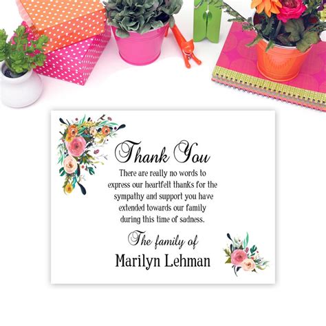 Sympathy Acknowledgement Cards Funeral Thank You and - Etsy