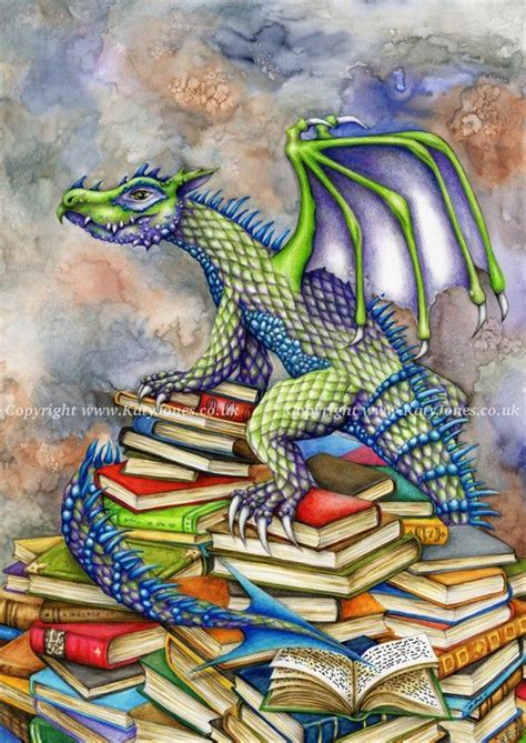 Bookwrym Dragon A4 Art Print Booklover Wall Art T Etsy Small Art