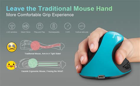 Vassink Ergonomic Mouse Rechargeable Wireless Mouse Right Handed Small