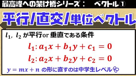 ベクトル① 第1－2講 平行、直交、単位ベクトル（東大医学部の解説動画） Youtube