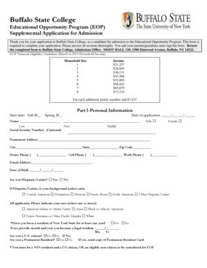 Fillable Online Admissions Buffalostate This Form Is Required To