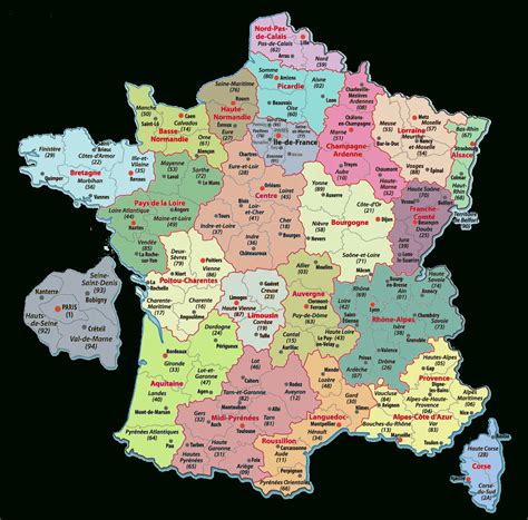 Carte Départements Régions France Les Departements De France à Carte