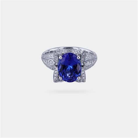 Carats Intense Vb Blue Oval Shaped Tanzanite Ring The