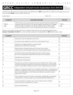 Fillable Online Independent Untaxed Income Explanation Form Fax