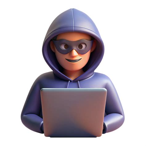 Masked Cybercriminal In Hoodie On Computer 51868992 Png