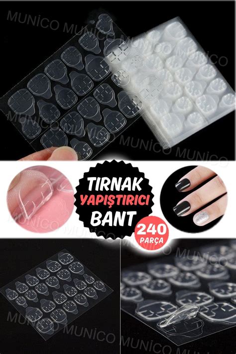 Munico 10 Levha 240 lı Çift Taraflı Nail Yapışkan Bant Tutkal Etiket