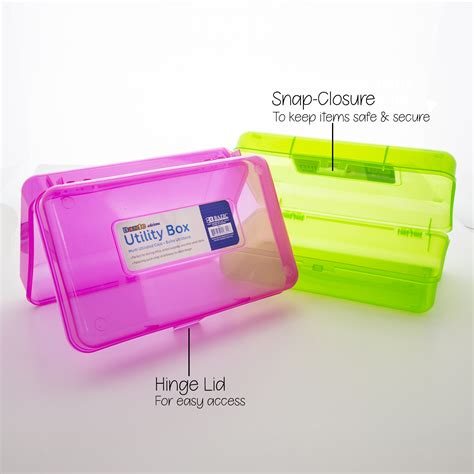 Bazic Plastic Pencil Case Stackable Boxes Bright Colors 4 Pack