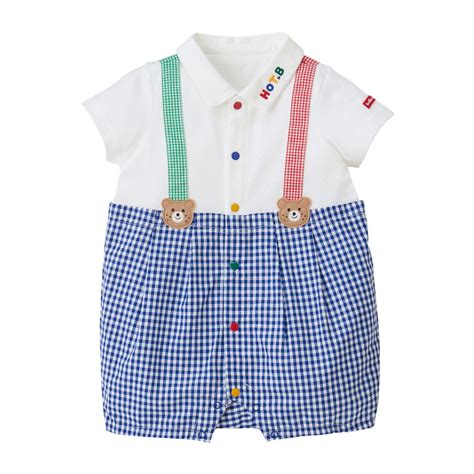 HOT BISCUITS ミキハウス サスペンダー風 襟付き ショートオール 紺 70cm 80cm ホットビスケッツ ミキハウスホットビスケッツ公式店 通販 Yahoo ショッピング