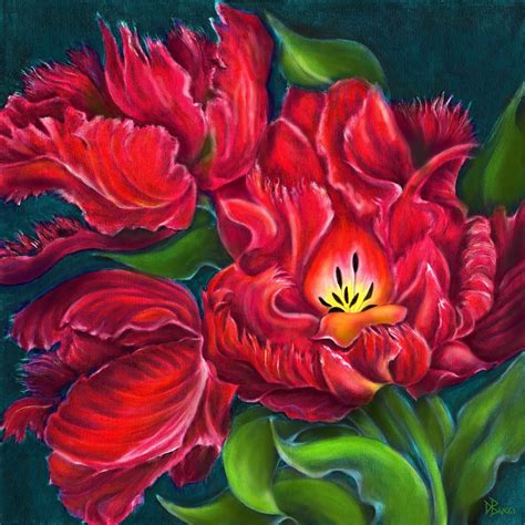 Painting Parrot Tulip Commission Private Collection Original Art