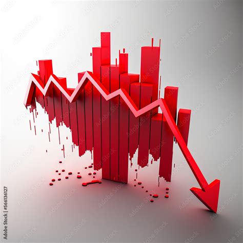 Red arrow graph Stock market crash, graph arrow fall down, bear market ...