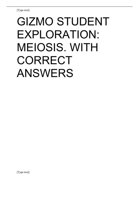 Gizmo Student Exploration Meiosis With Correct Answers Gizmo