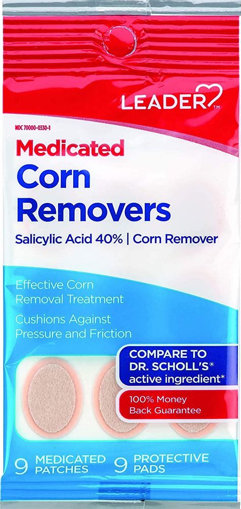 leader medicated corn remover  salicylic acid  pads  size