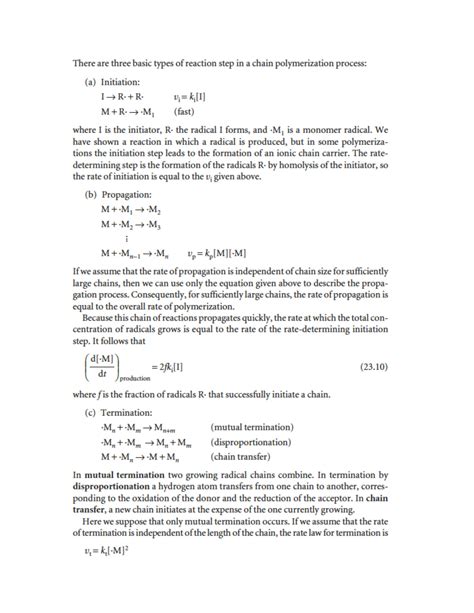 Solution Kinetics Of Chain Polymerization Reactions Studypool