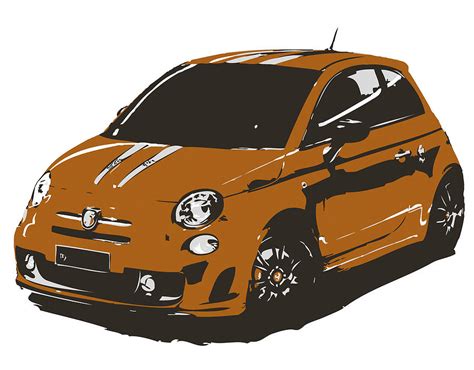 Orange Fiat 500 Abarth Digital Art By Thespeedart Fine Art America