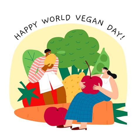 Free Vector Hand Drawn World Vegan Day Illustration