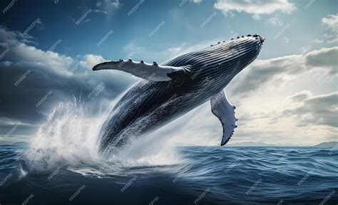 Premium Photo | A shot of a blue whale breaching the ocean surface