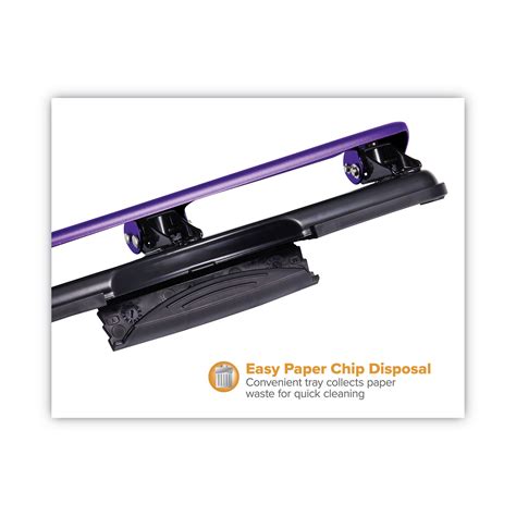 Bostitch 12 Sheet EZ Squeeze Three Hole Punch 9 32 Holes Purple