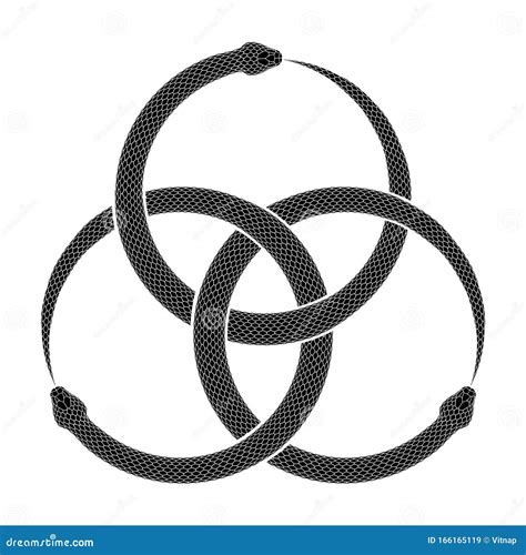 Three Intertwined Snakes Bite Their Own Tails Ouroboros Symbol Tattoo