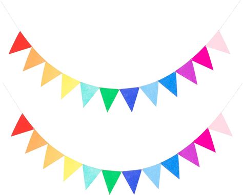 LOVENJOY 2 Assembled Rainbow Bunting Banners Felt Fabric For Rainbow