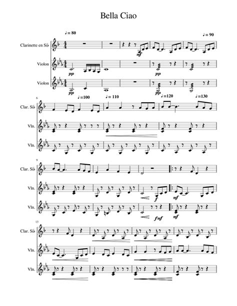 Bella Ciao Sheet Music For Clarinet Violin Download Free In Pdf Or