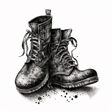 A Drawing Of A Pair Of Boots With A Lace On Them Generative Ai