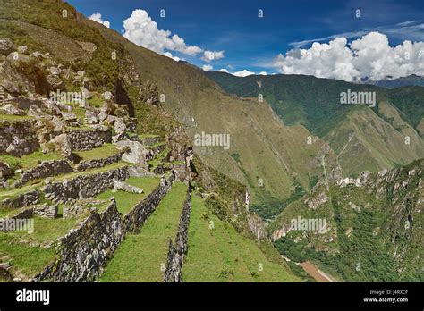 Stone Inca Terraces With Green Grass Ancient Inca Terraces Stock Photo