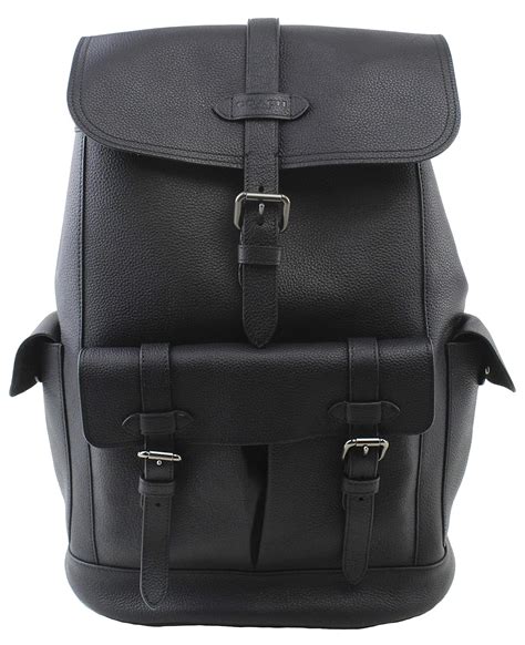 Coach Mens Hudson Qb Black Pebbled Leather Backpack Style F36811 Bags Wallets