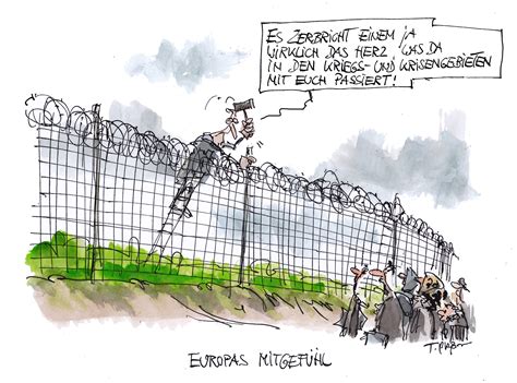 Karikaturen Ausstellung Von Thomas Pla Mann Zum Thema Fl Chtlinge Und