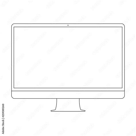 Desktop PC computer outline. Desktop computer, pc screen outline ...