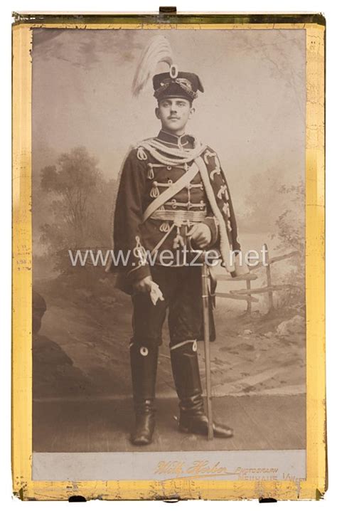 Preu En Gerahmtes Kabinettfoto Eines Soldaten Im Husaren Regiment