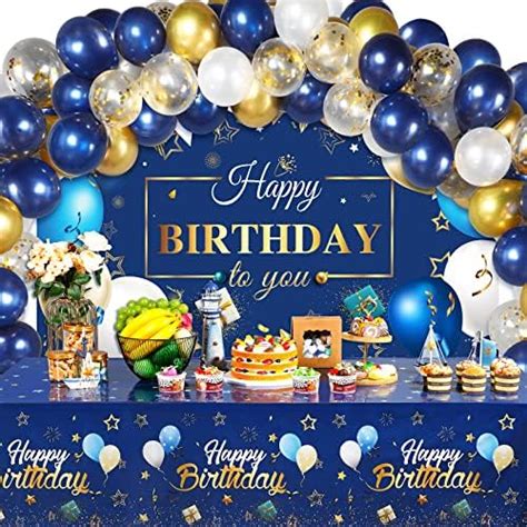 Navy Blue 50th Happy Birthday Party Decorations Blue And