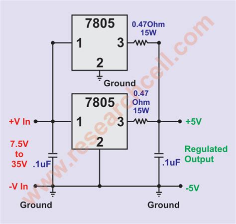 7805 Pin Configuration And Voltage Regulator Circuit