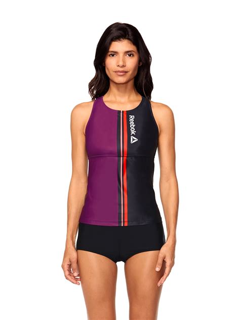 Reebok Women S High Neck Tankini Swim Top With Strappy Back Upf 50 Sizes Xs Xxl