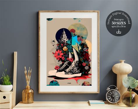 Sneakers Flower | Vintage Collage Art | Retro Sneakers | Surrealism ...