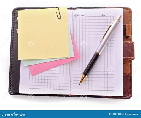 Open Notebook And Pen Stock Image Image Of Notebook 12527965