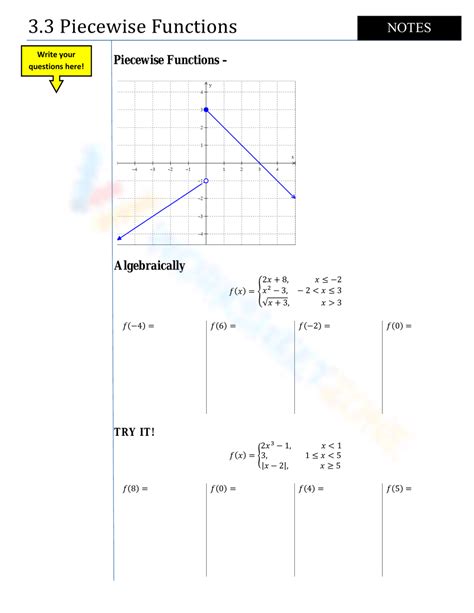 Evaluating Piecewise Functions Worksheets