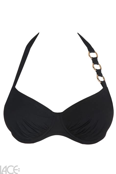 Primadonna Swim Damietta Bikini Top Gathered Cups E H Cup Black