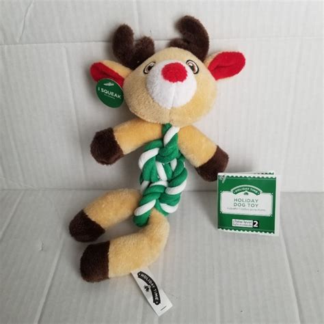 Holiday Time Dog New Holiday Time Dog Toy Reindeer Rope Squeak